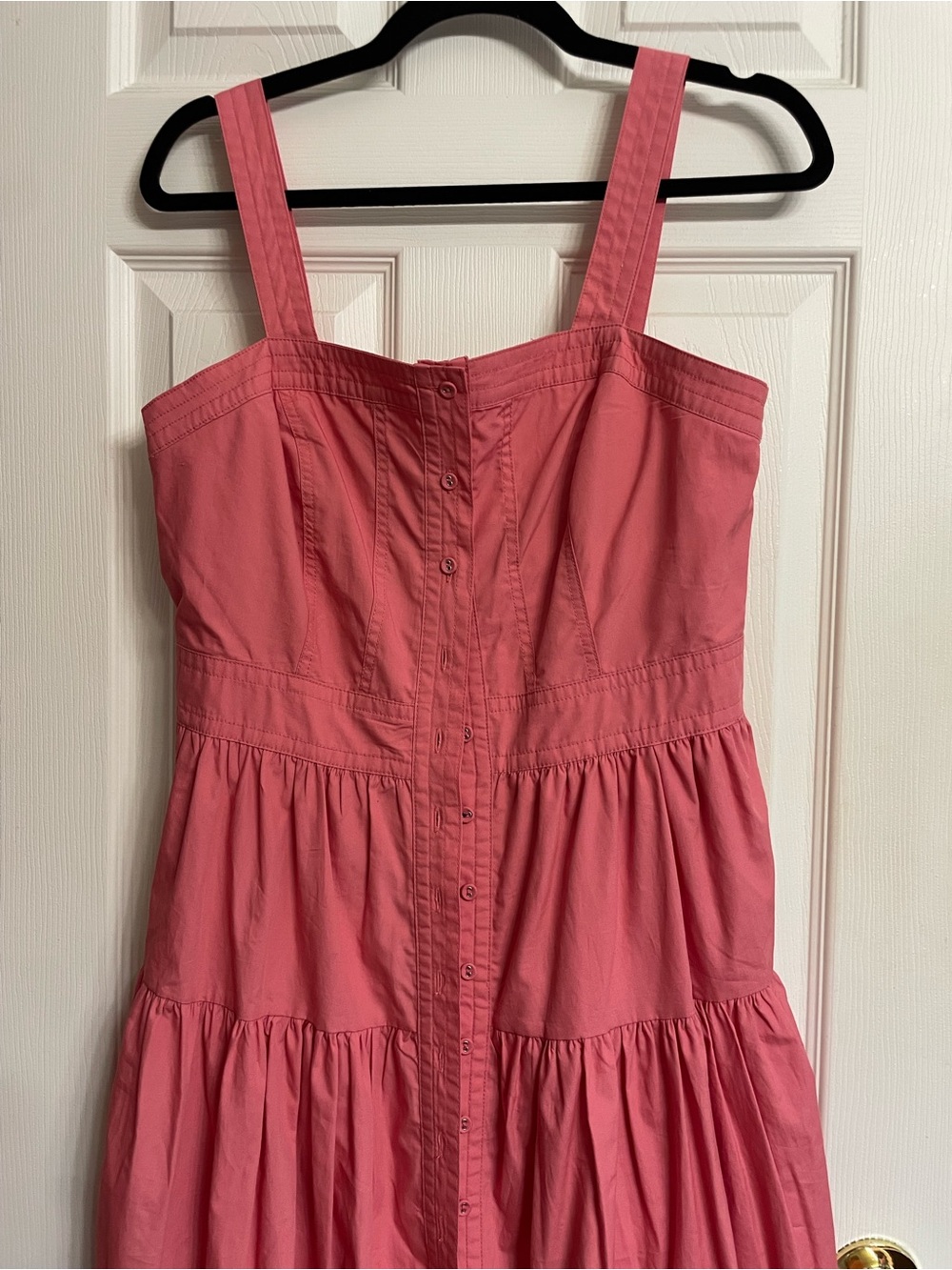 Banana Republic Coral Pink Tiered Button-Front Midi Dress